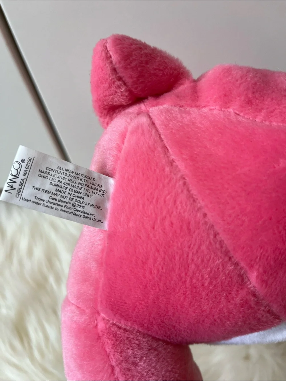 NWT New Vintage Y2K Care Bear 2003 Pink Love A Lot Bear 13